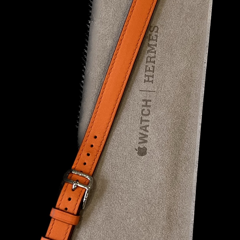 Hermes Double Tour Leather Apple 40mm Watch Strap - Orange